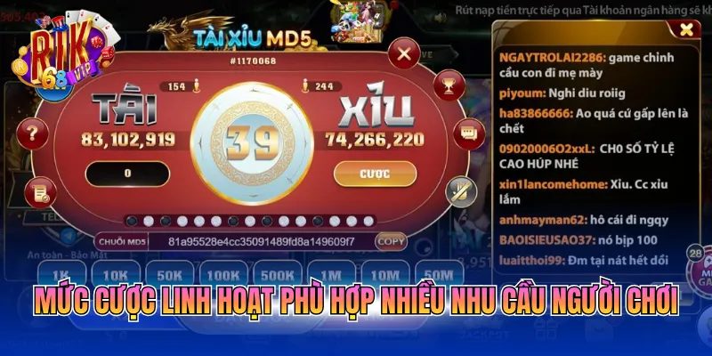 Mức cược linh hoạt phù hợp nhiều nhu cầu người chơi